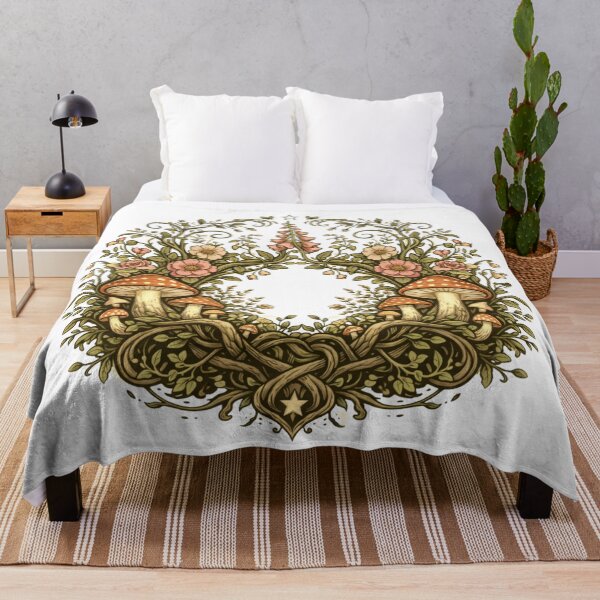 Item preview, Wild Garden Botanical Crest – Whimsical Cottagecore Mushrooms & Flowers, Vintage Engraving Nature Sticker & T-Shirt designed and sold by MagicMakerPh.