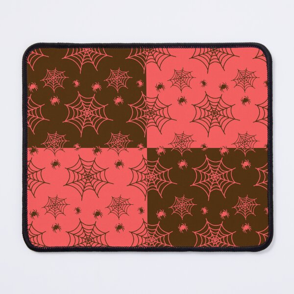 Item preview, Coral red and dark brown interchange web pattern designed and sold by serenebookworm.