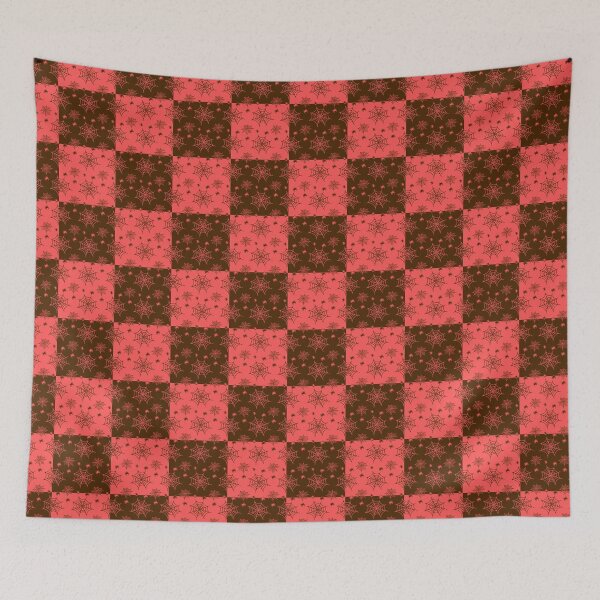 Item preview, Coral red and dark brown interchange web pattern designed and sold by serenebookworm.