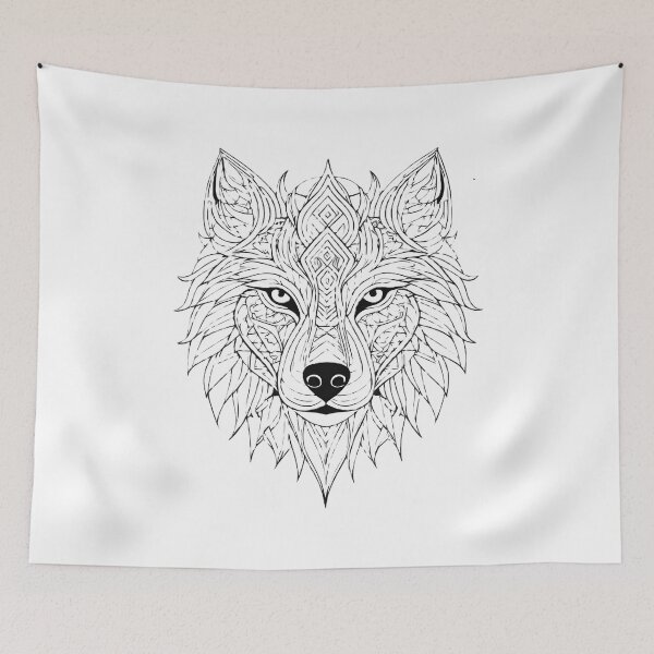 Item preview, Ornamental Wolf Line Art - 8 designed and sold by RELAX STATION.