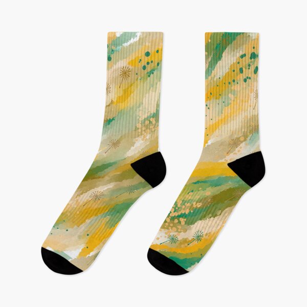 Item preview, Earthy Dandelion Abstract Waves - Teal Gold Green Botanical Pattern Digital Art designed and sold by TheArtOfTreble.