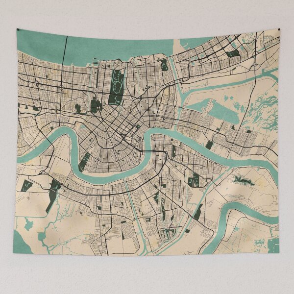 Item preview, New Orleans City Map of Louisiana, USA - Vintage designed and sold by deMAP.