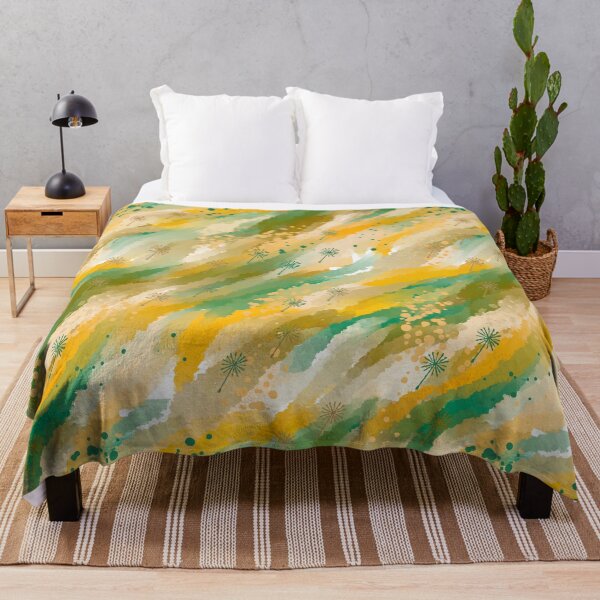 Item preview, Earthy Dandelion Abstract Waves - Teal Gold Green Botanical Pattern Digital Art designed and sold by TheArtOfTreble.