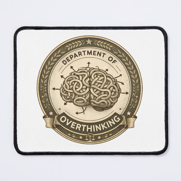 Item preview, Department of Overthinking Badge – Funny Introvert Mind Maze Logo, Satirical Office Humor Sticker & T-Shirt designed and sold by MagicMakerPh.