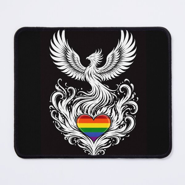 Item preview, Phoenix Pride Heart Flaming Tattoo Design designed and sold by BeJolley.