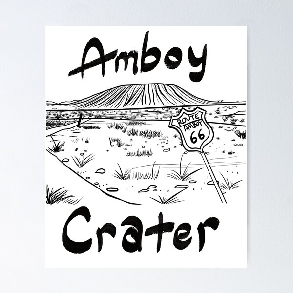 Item preview, "Amboy Crater Route 66 - Vintage Black Line Art Illustration designed and sold by TheArtOfTreble.