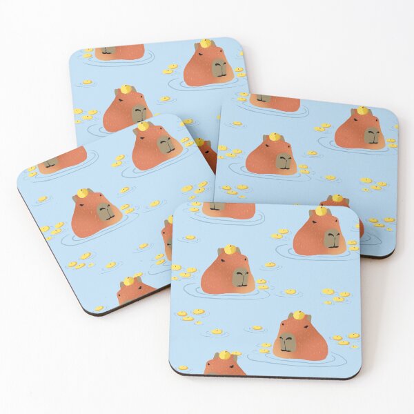 Item preview, Chill Capybara Floating in Water with Oranges on Head – Cute Meme Pattern designed and sold by Spotted Doodles.