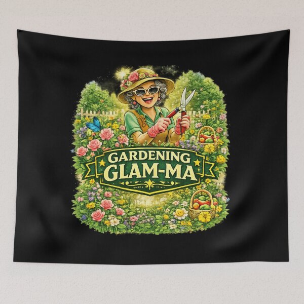 Aperçu de l'œuvre T-shirt humoristique « Glam-Ma Jardinière » pour mamie jardinière | Cadeau pour mamie amoureuse des plantes créée et vendue par TKOprintdesigns.