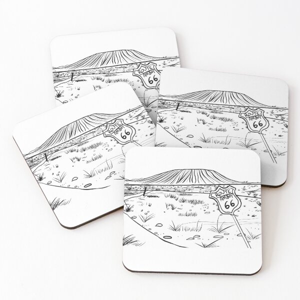 Item preview, Amboy Crater Route 66 - Black Line Sketch Desert Landmark Illustration - For Claire designed and sold by TheArtOfTreble.
