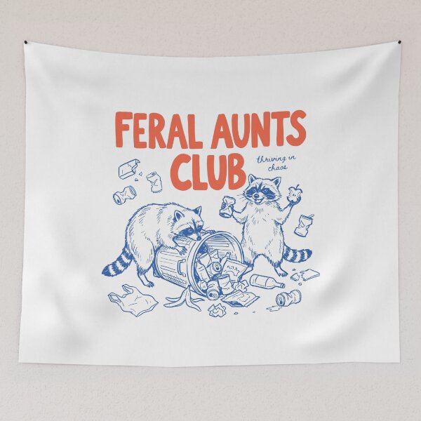 Item preview, Feral Aunts Club Funny Raccoon Chaos Retro designed and sold by HeidixHDesigns.