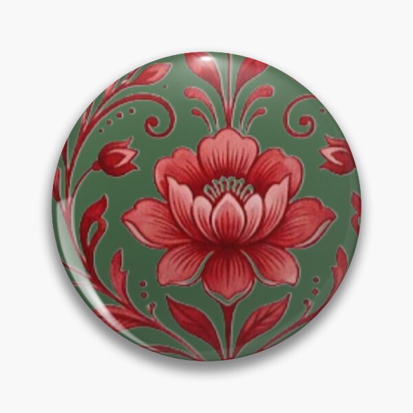 Artikelvorschau, Rotes Blumenmotiv auf dunkelgrünem Hintergrund entworfen und verkauft von DoneAndDusted.