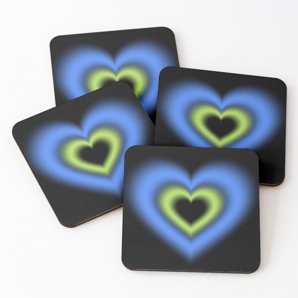 Item preview, Blue and lime blurry hearts designed and sold by serenebookworm.