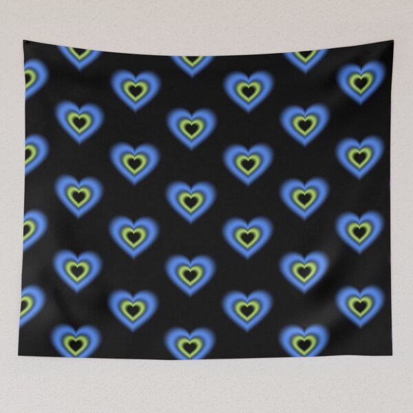 Item preview, Blue and lime blurry hearts designed and sold by serenebookworm.