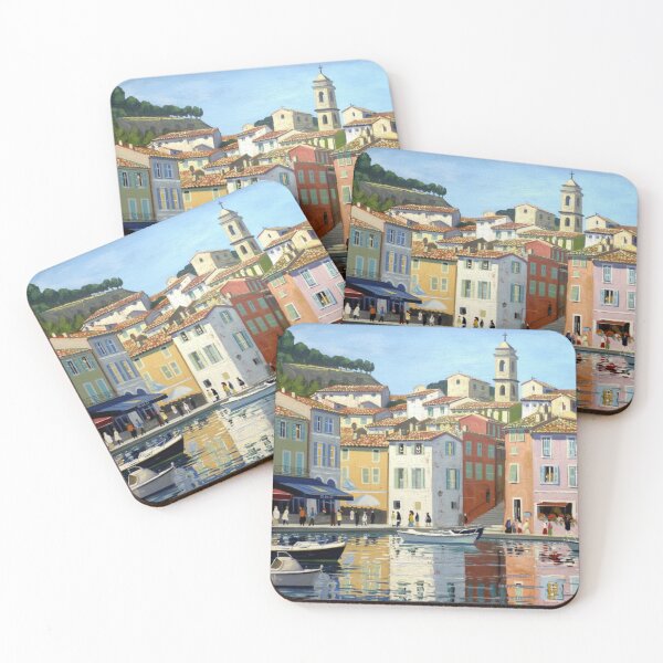 Item preview, French Coastal Village Wall Art – Harbor in Provence Painting designed and sold by CARRAANN.