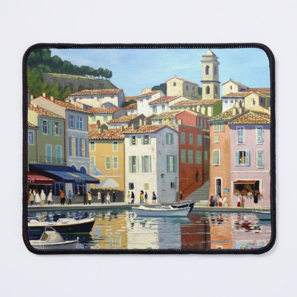 Item preview, French Coastal Village Wall Art – Harbor in Provence Painting designed and sold by CARRAANN.