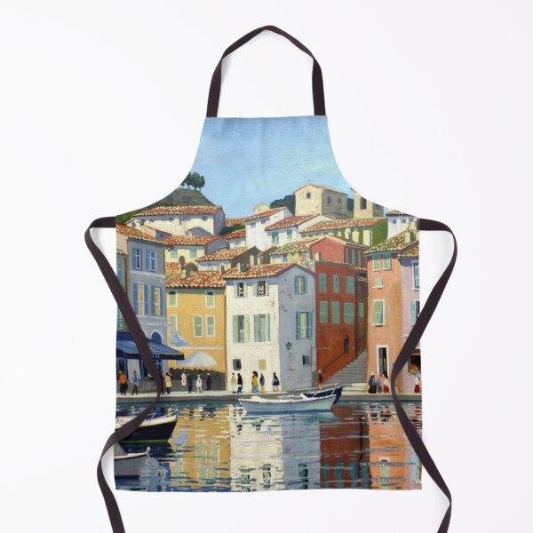 Item preview, French Coastal Village Wall Art – Harbor in Provence Painting designed and sold by CARRAANN.