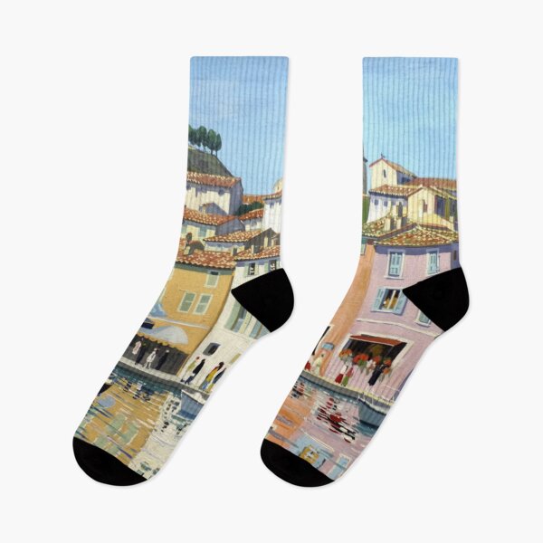 Item preview, French Coastal Village Wall Art – Harbor in Provence Painting designed and sold by CARRAANN.