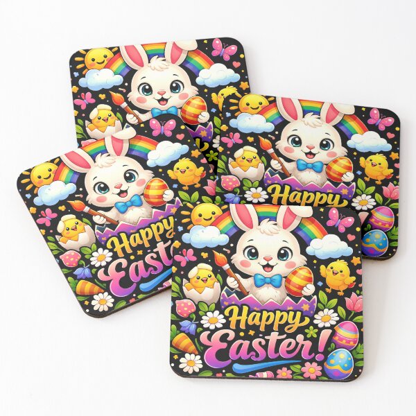 Item preview, Cute Rainbow Happy Easter Bunny Ears Eggs Flowers Kawaii  designed and sold by will freed18.