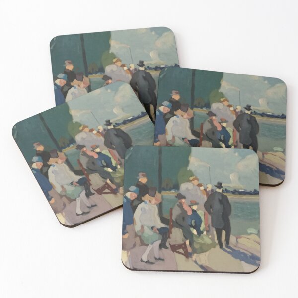 Item preview, Impressionist River Painting – French Countryside Figures by Water designed and sold by CARRAANN.