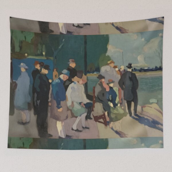 Item preview, Impressionist River Painting – French Countryside Figures by Water designed and sold by CARRAANN.