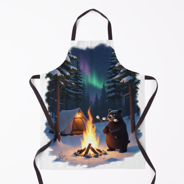 Item preview, Funny Black Bear Stealing Marshmallows Winter Camping Art designed and sold by Falconwolf.