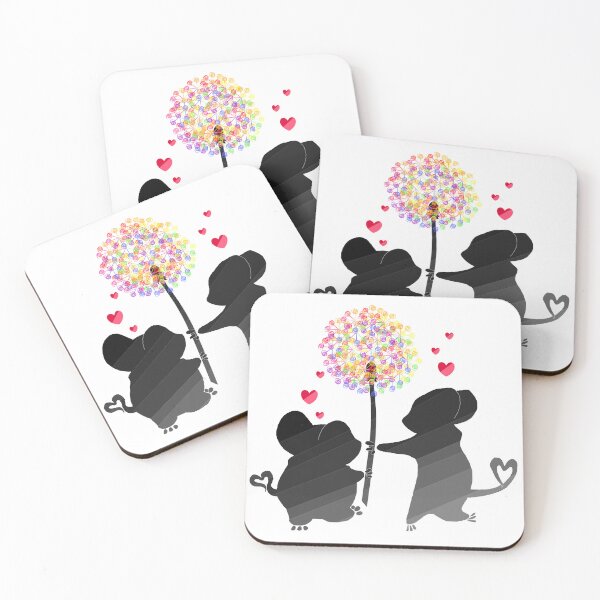 Item preview, Rainbow Dandelion Mice - Cute Silhouette Love Illustration designed and sold by TheArtOfTreble.