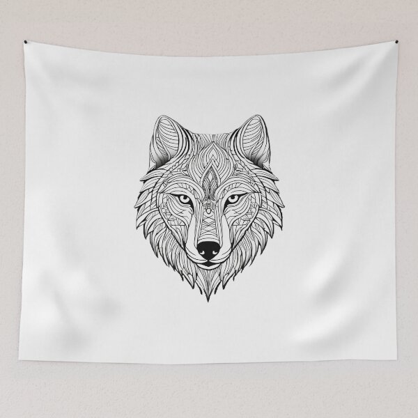 Item preview, Ornamental Wolf Line Art - 9 designed and sold by RELAX STATION.
