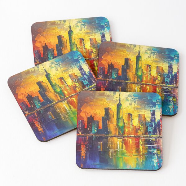 Item preview, Sunset Over Cityscape By The Lake Abstract Art designed and sold by DEC02.