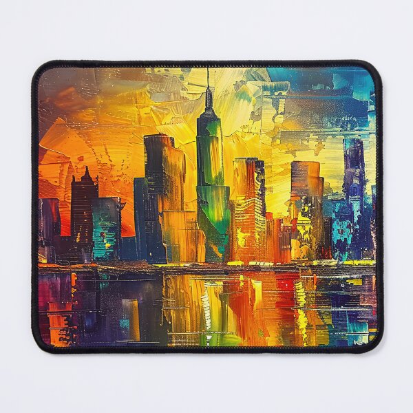 Item preview, Sunset Over Cityscape By The Lake Abstract Art designed and sold by DEC02.