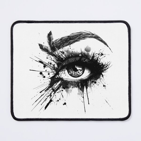 Item preview, Abstract Ink Splash Eye Black and White Art designed and sold by inkoutninja.