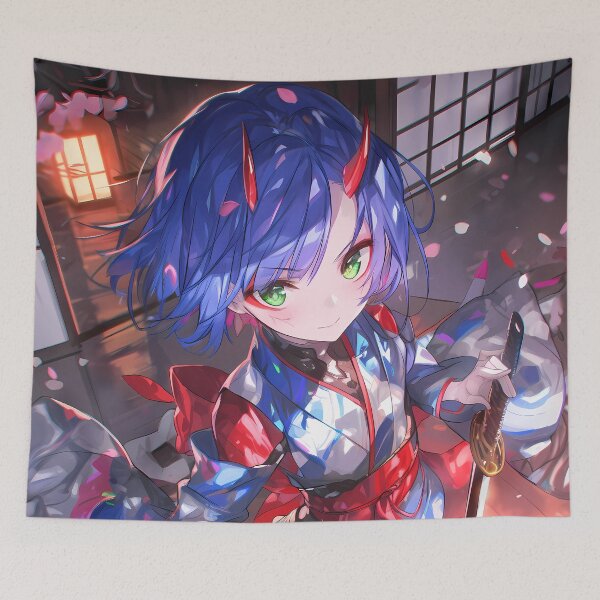 Item preview, Ichigo Darling In The Franxx Chibi Samurai In Cherry Blossom Light designed and sold by TanglenRabbit.