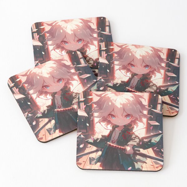 Item preview, Nagito Komaeda Danganronpa Chibi Samurai With Glowing Eyes And Petals designed and sold by TanglenRabbit.