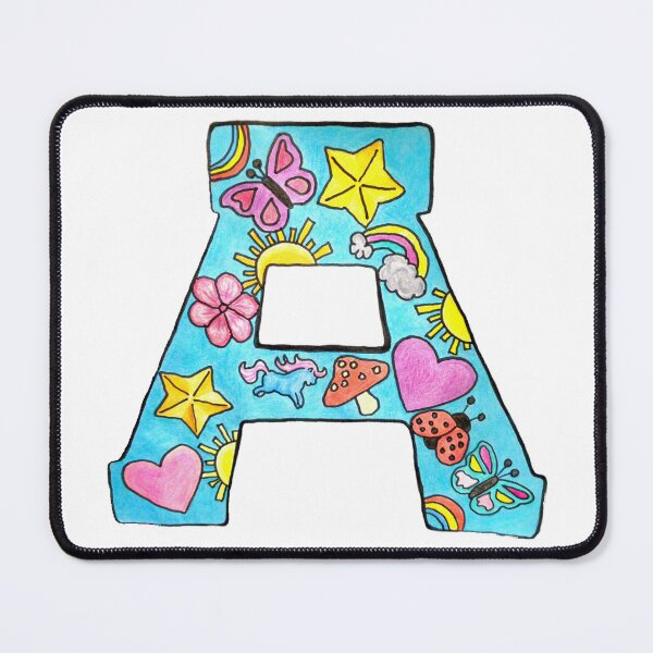 Item preview, Letter A, colorful, hearts, stars, butterflies designed and sold by Annewithacapitala.