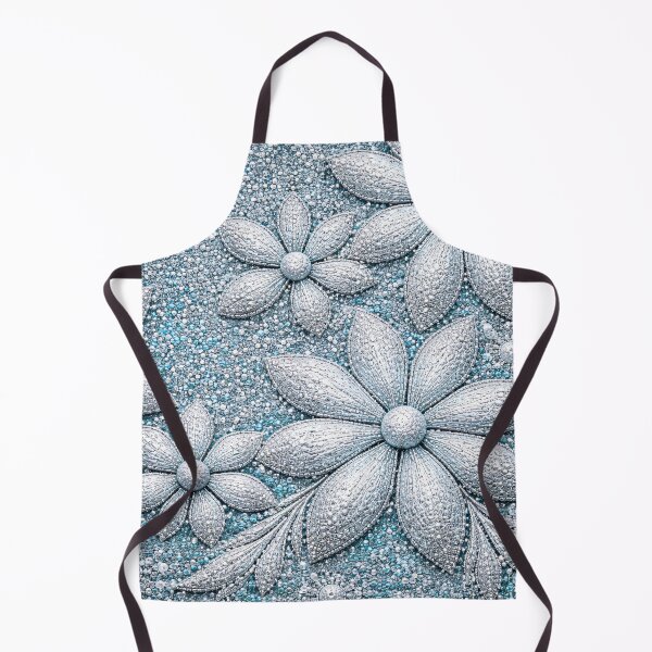 Item preview, Silver Glitter Floral Pattern on Icy Blue Background designed and sold by Kaleidoscope Print.