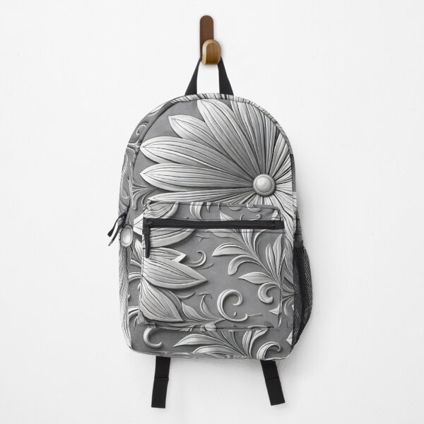 Item preview, Elegant Silver Floral Damask Pattern designed and sold by Kaleidoscope Print.