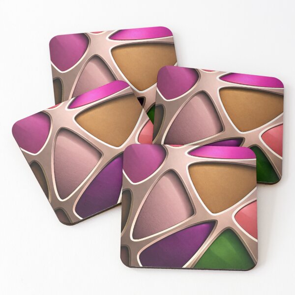 Item preview, Colorful Abstract Mosaic Pattern with Rose Gold Lines designed and sold by Kaleidoscope Print.