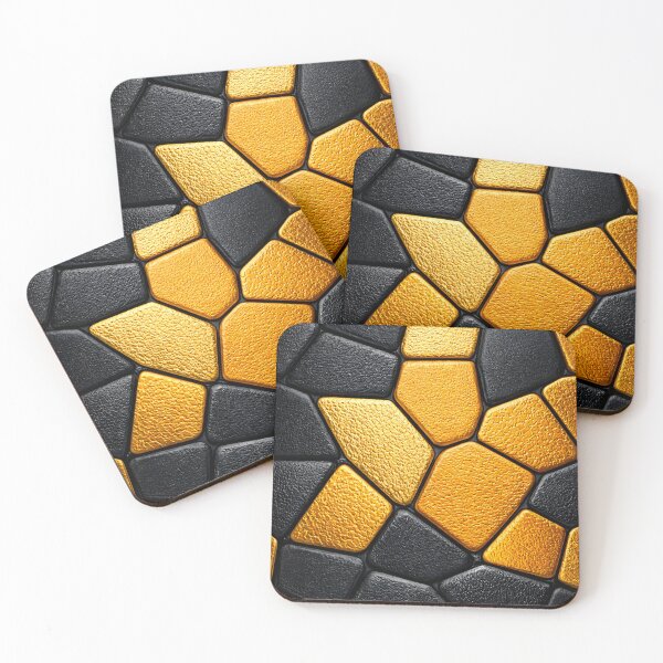 Item preview, Black and Gold Textured Mosaic Pattern designed and sold by Kaleidoscope Print.