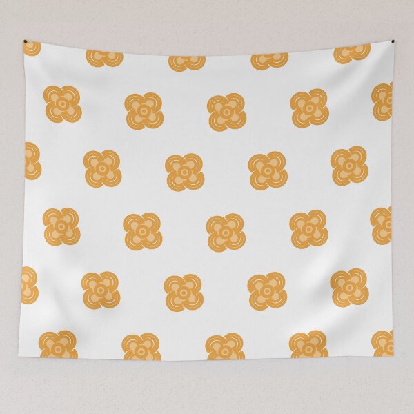 Item preview, Seamless Pattern of Abstract background design featuring an orange and yellow illustration with spiral patterns and circular flower shapes for a decorative sun element wallpaper designed and sold by Ammi77.