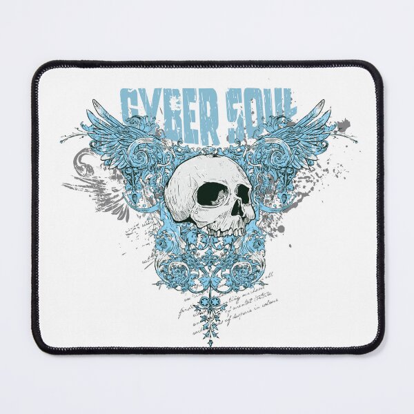 Item preview, Cyber Soul - Winged Skull Y2K Aqua Blue Gothic Streetwear designed and sold by snapifyprints.
