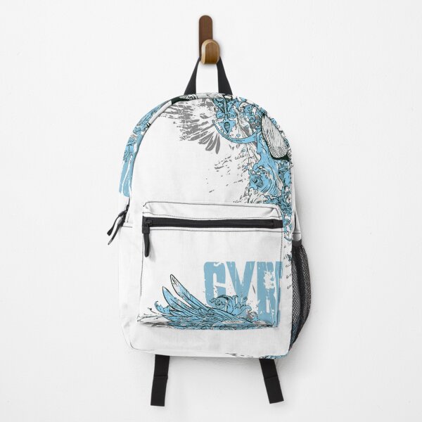 Item preview, Cyber Soul - Winged Skull Y2K Aqua Blue Gothic Streetwear designed and sold by snapifyprints.