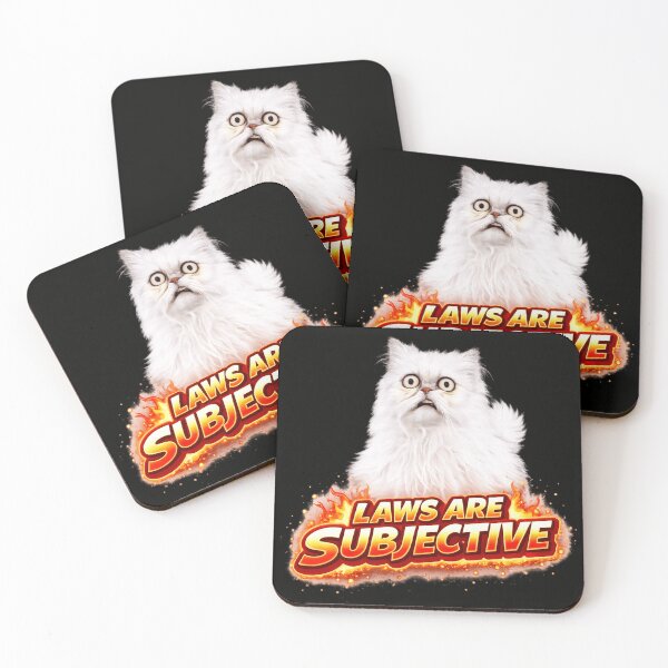 Item preview, Laws Are Subjective Funny Cat Meme Sticker - Sarcastic Cat Quote Gift designed and sold by MaxLevelMerch.