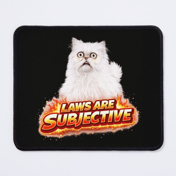 Item preview, Laws Are Subjective Funny Cat Meme Sticker - Sarcastic Cat Quote Gift designed and sold by MaxLevelMerch.