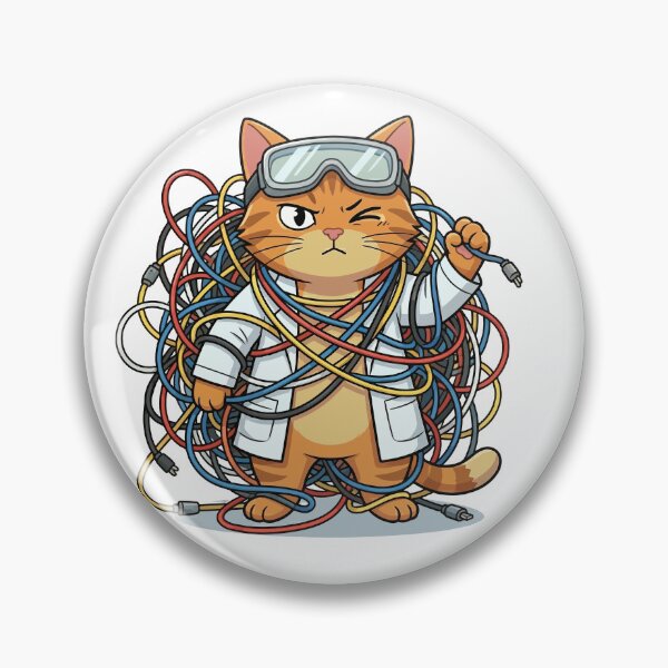 Item preview, Orange Cat Tangled in Laboratory Cables designed and sold by VisioraCreative.