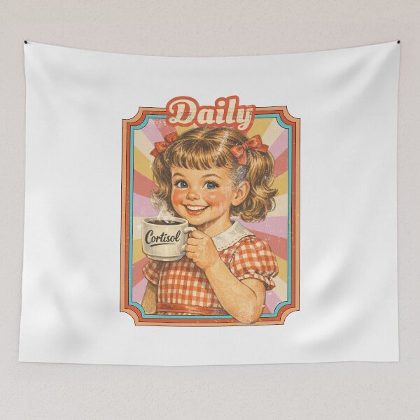 Item preview, Daily Cortisol Cup — Retro Dark-Humor Cartoon designed and sold by Nacho Average Designs.