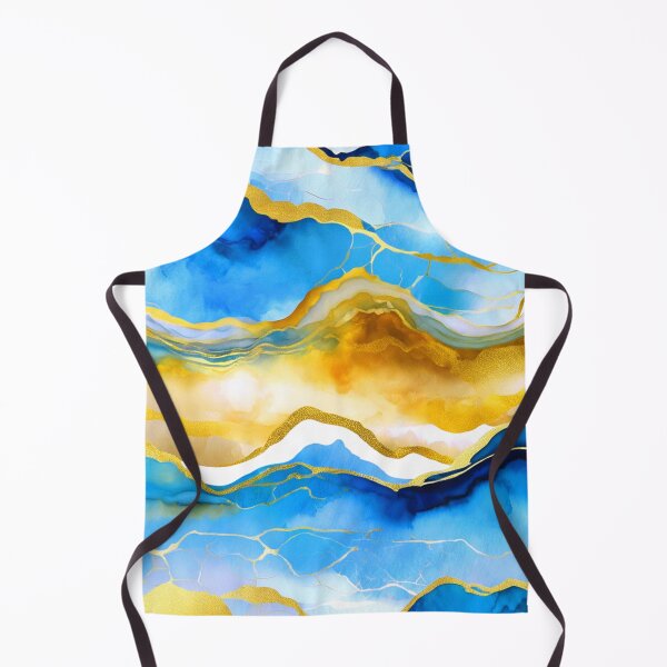 Item preview, Blue, Aqua, And Golden Marbled Stylized Abstract Art designed and sold by DEC02.
