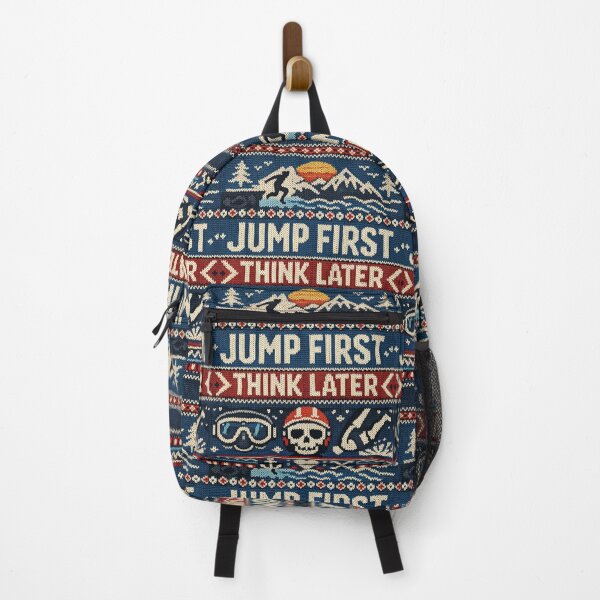 Item preview, Jump First Think Later – Adventurous cliff diving in a blue knit pattern design designed and sold by Mauswohn.