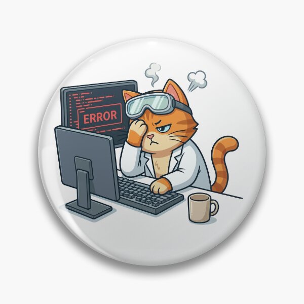 Item preview, Orange Cat Facing Laboratory Computer Error designed and sold by VisioraCreative.