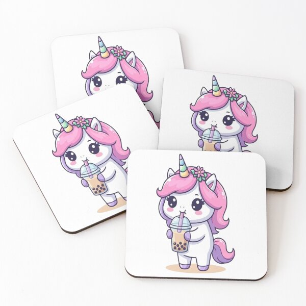 Item preview, Kawaii Unicorn Drinking Boba Tea designed and sold by Ella_Sketch.