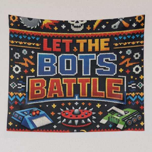Item preview, Let the Bots Battle – Exciting robot competition in a Fair Isle knitting pattern designed and sold by Mauswohn.