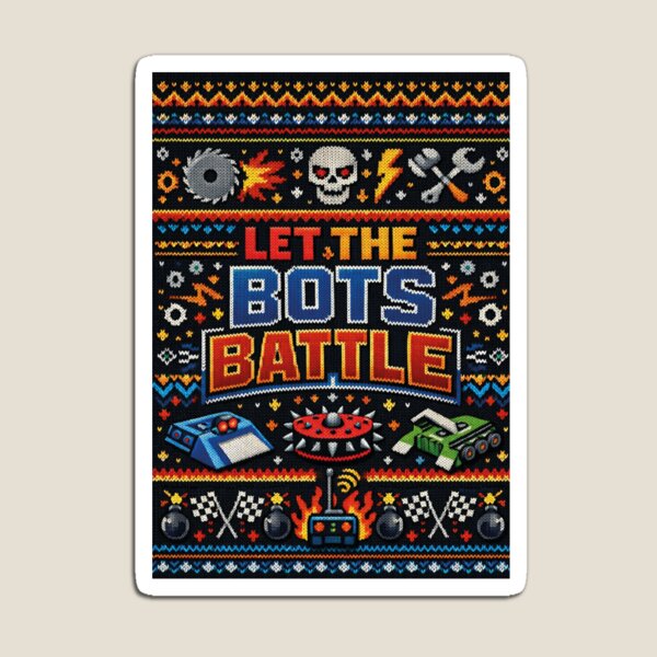 Item preview, Let the Bots Battle – Exciting robot competition in a Fair Isle knitting pattern designed and sold by Mauswohn.